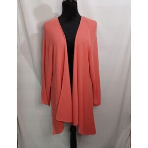 Women's Chico's Coral Rose Ribbed Open Front Long Cardigan Size 3 (XL/16)